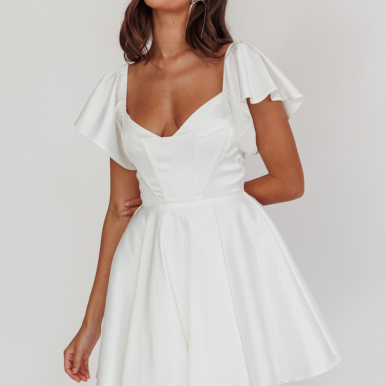 Tamelia Flutter Sleeve Mini Dress White 2