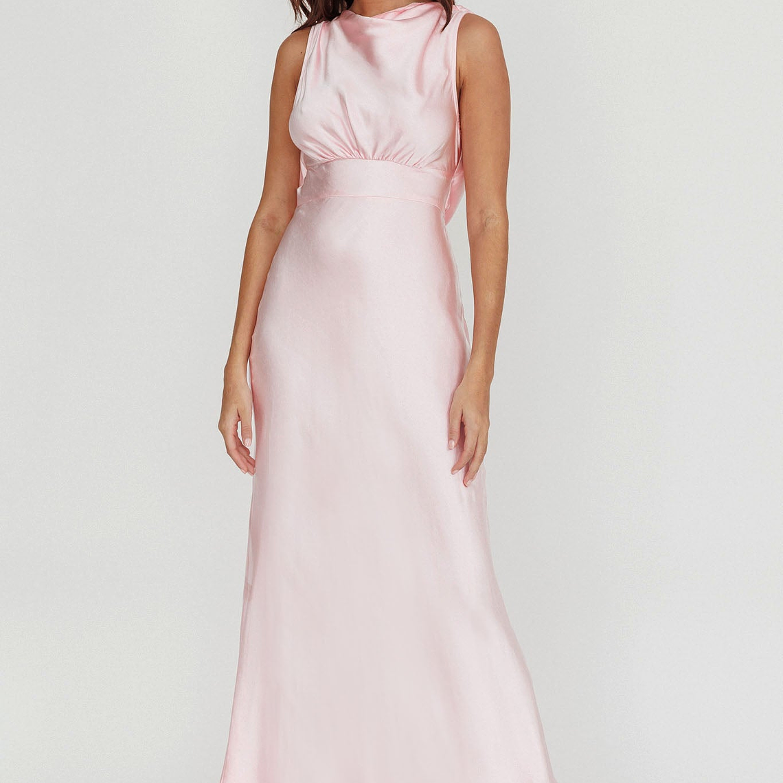 Isabella Satin Backless Maxi Dress Pink 5