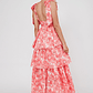 Arlowe Tied Shoulder Tiered Midi Dress Floral Pink - thumbnail 3