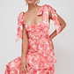 Arlowe Tied Shoulder Tiered Midi Dress Floral Pink - thumbnail 4