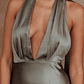 Italia Azure Halterneck Maxi Dress Khaki - thumbnail 4