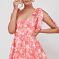 Arlowe Tied Shoulder Tiered Midi Dress Floral Pink - thumbnail 6