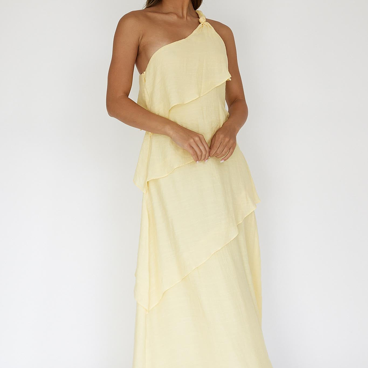 Delwyn One-Shoulder Maxi Dress Yellow 6