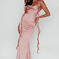 Blushing Ruffle Trim Midi Dress Mauve - thumbnail 1