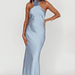 High Roller Flower Decoration Halter Dress Blue - thumbnail 3