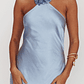 High Roller Flower Decoration Halter Dress Blue - thumbnail 4