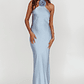 High Roller Flower Decoration Halter Dress Blue - thumbnail 5