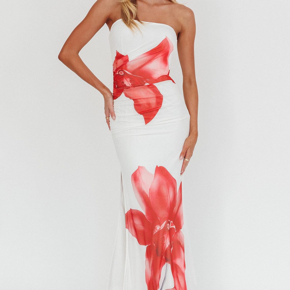 Truth Be Told Strapless Maxi Dress White 1