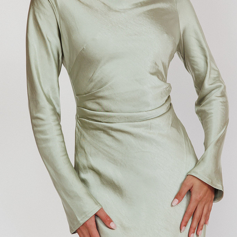 Loveland Cowl Back Midi Dress Sage 4