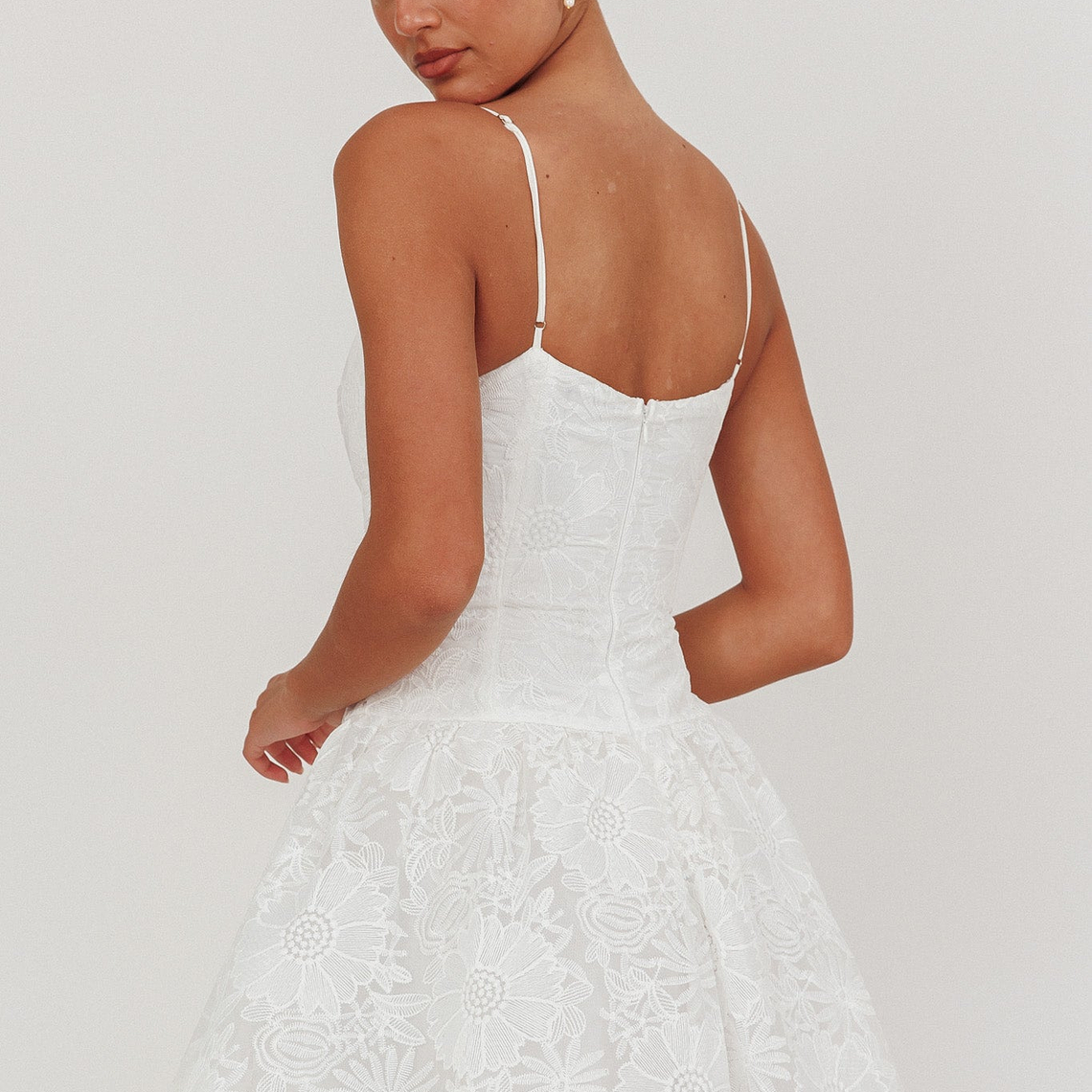 Endearing Embroidered Mesh Mini Dress White 2