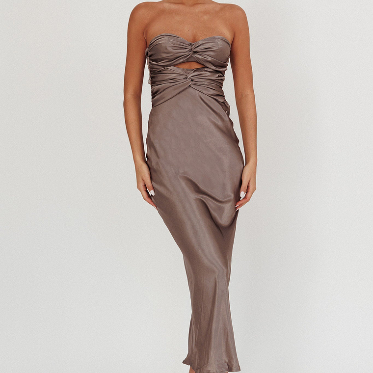 Good Impression Double Twist Midi Dress Charcoal 1