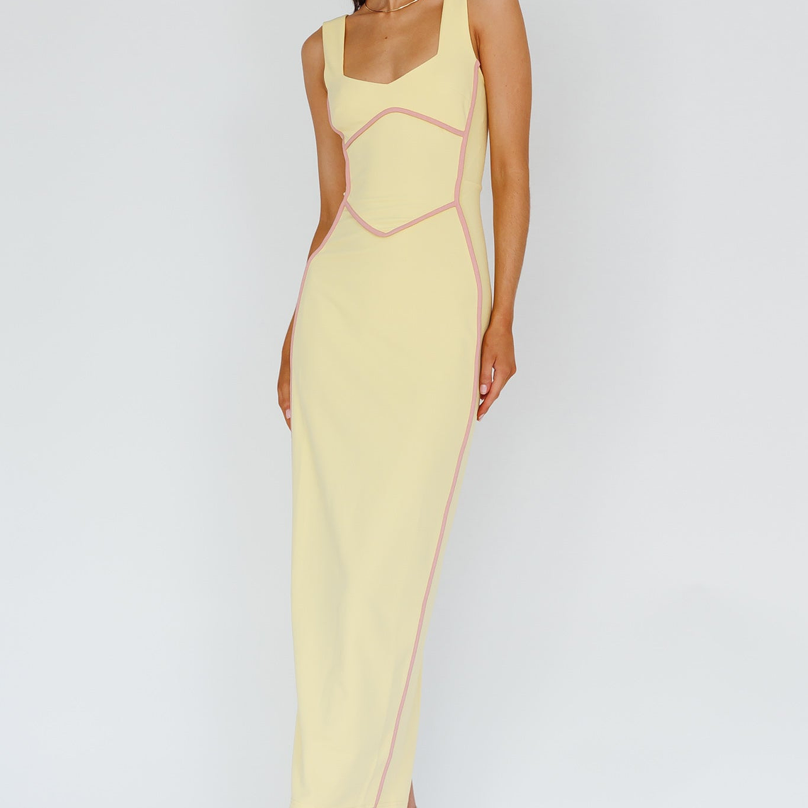 Shenae Piping Trim Maxi Dress Lemon 1
