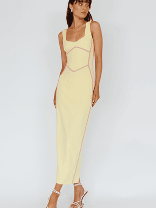Shenae Piping Trim Maxi Dress Lemon