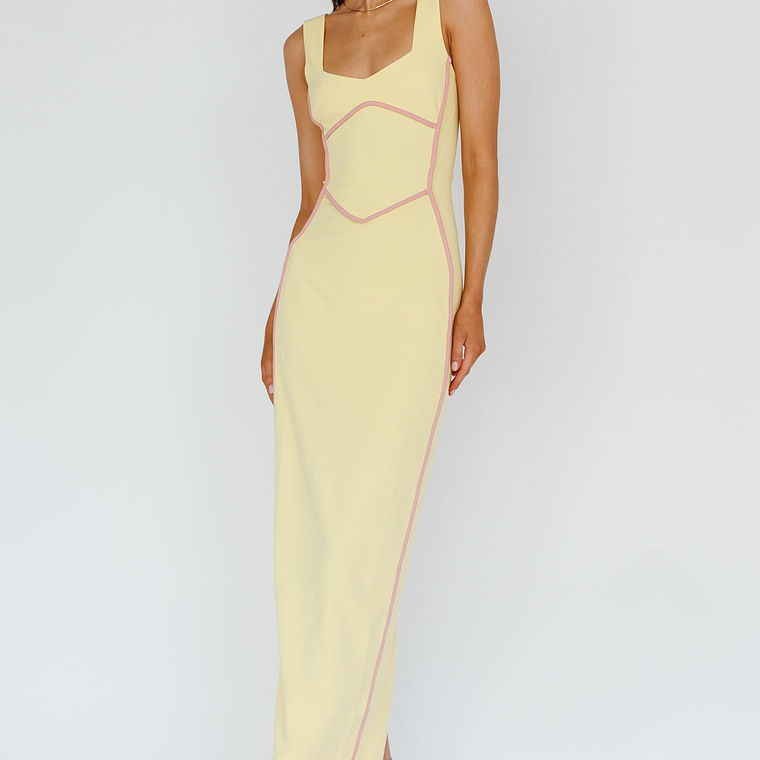 Shenae Piping Trim Maxi Dress Lemon 1