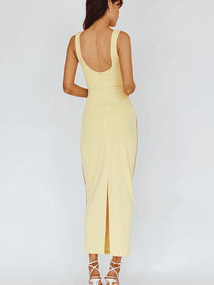 Shenae Piping Trim Maxi Dress Lemon