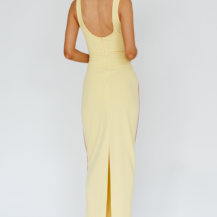 Shenae Piping Trim Maxi Dress Lemon 2