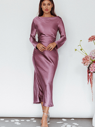 Loveland Cowl Back Midi Dress Grape