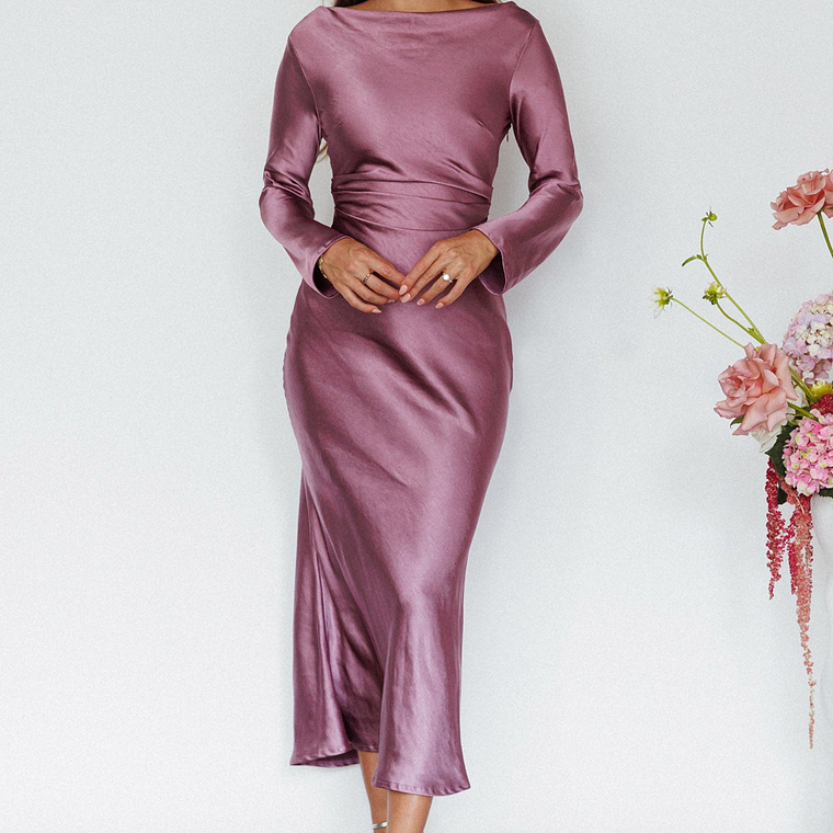 Loveland Cowl Back Midi Dress Grape 1