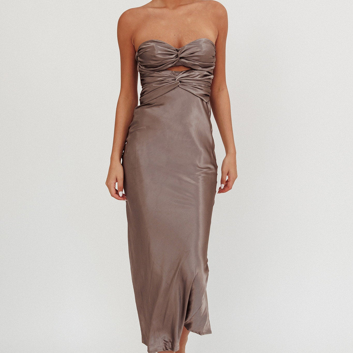 Good Impression Double Twist Midi Dress Charcoal 3