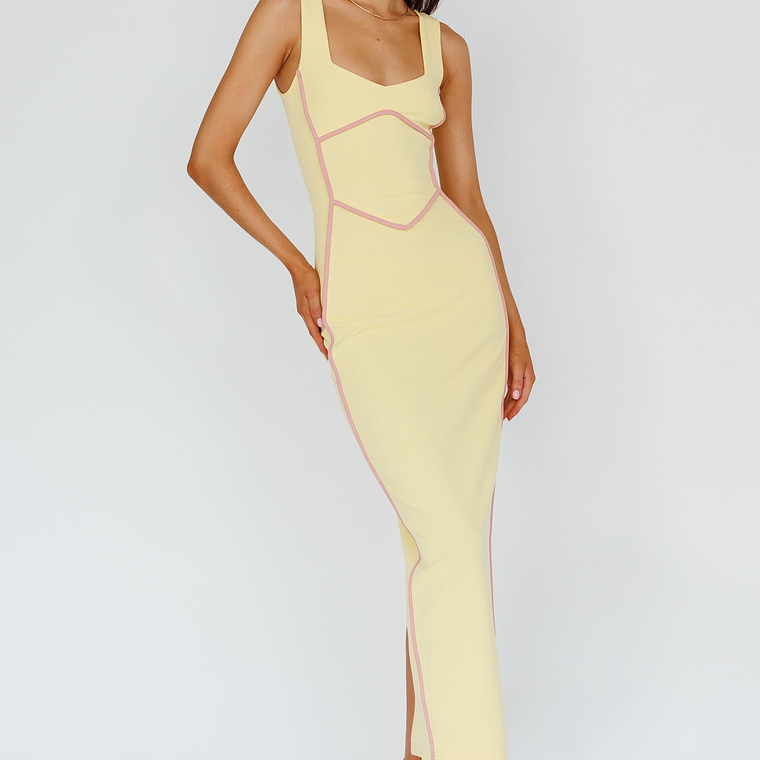 Shenae Piping Trim Maxi Dress Lemon 3