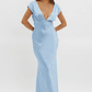 Lucinda V-Neck Twist Back Midi Dress Blue - thumbnail 1