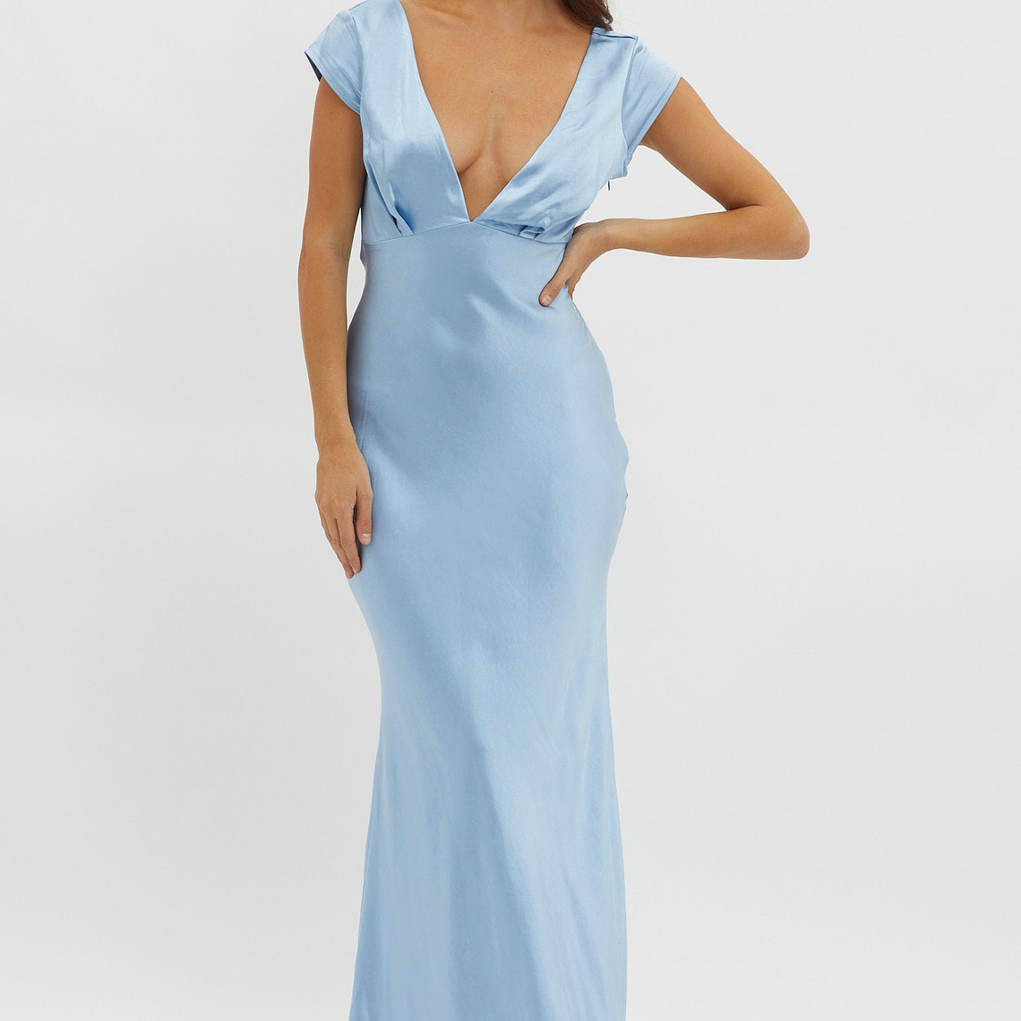 Lucinda V-Neck Twist Back Midi Dress Blue 6