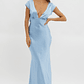 Lucinda V-Neck Twist Back Midi Dress Blue - thumbnail 6