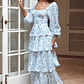 Provence Bloom Long Sleeve Maxi Dress Floral Blue - thumbnail 1