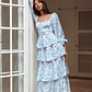 Provence Bloom Long Sleeve Maxi Dress Floral Blue - thumbnail 3