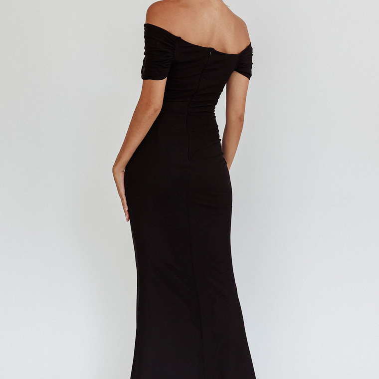 Aqaba Off-Shoulder Mesh Maxi Dress Black 2