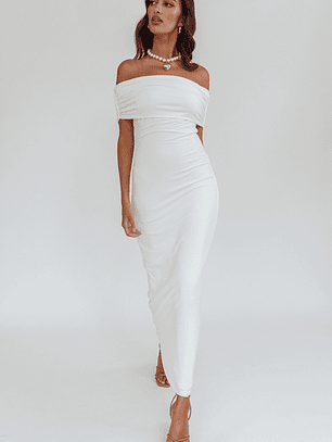 Cruising Sunset Off Shoulder Dress Off White