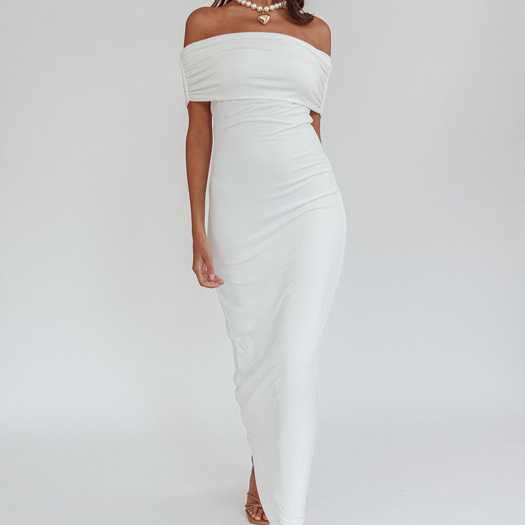 Cruising Sunset Off Shoulder Dress Off White 1
