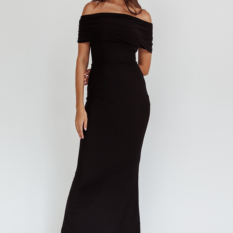 Aqaba Off-Shoulder Mesh Maxi Dress Black 3
