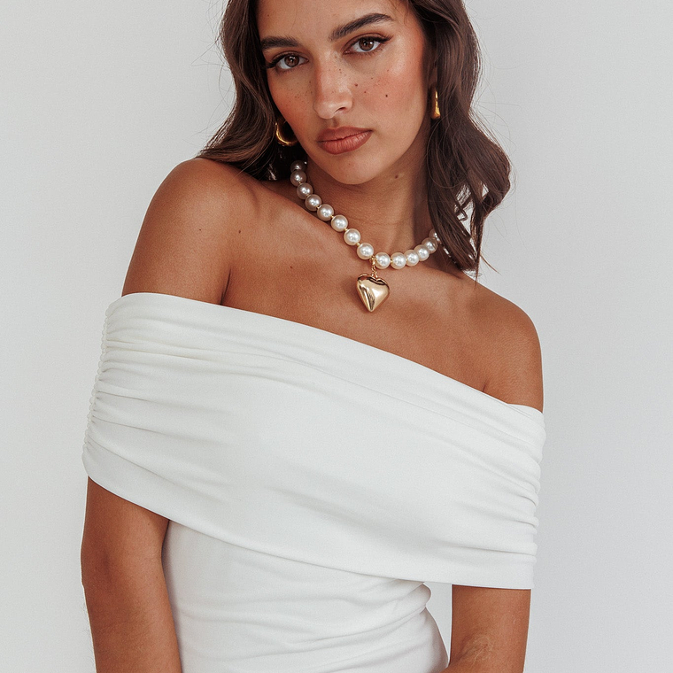Cruising Sunset Off Shoulder Dress Off White 2