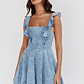 Nola Ruffle Strap Mini Dress Light Denim - thumbnail 4