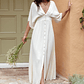 Paradise Found V-Neck Button Maxi Dress Natural - thumbnail 1