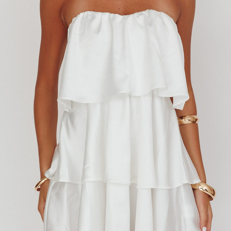 Behati Tiered Layer Strapless Dress White 4