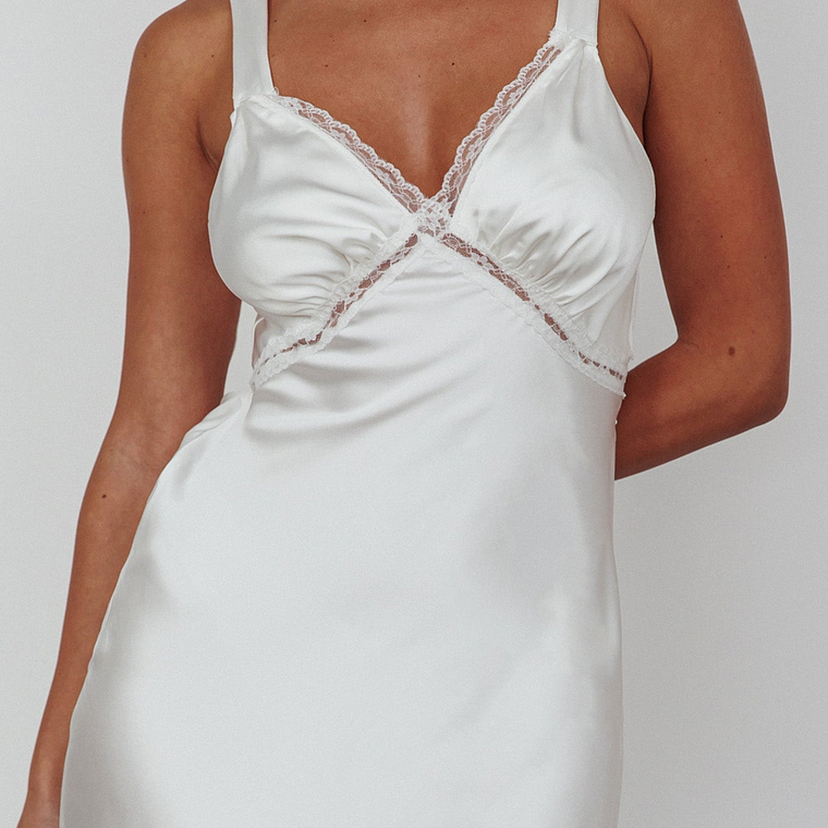 Nyah Lace Trim Midi Dress Off White 4