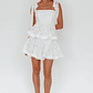 Neriah Tied Shoulder Tiered Lace Mini Dress White - thumbnail 3