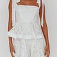 Neriah Tied Shoulder Tiered Lace Mini Dress White - thumbnail 4