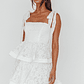 Neriah Tied Shoulder Tiered Lace Mini Dress White - thumbnail 5