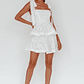 Neriah Tied Shoulder Tiered Lace Mini Dress White - thumbnail 6