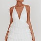 Auguste Tiered Ruffle Tulle Mini Dress White - thumbnail 1