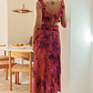Second Chances Ruffle Trim Maxi Dress Flowers Dark Rose - thumbnail 2