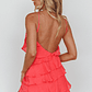 Arrabel Tiered Ruffle Mini Dress Watermelon - thumbnail 2