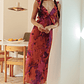 Second Chances Ruffle Trim Maxi Dress Flowers Dark Rose - thumbnail 5