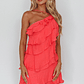 Arrabel Tiered Ruffle Mini Dress Watermelon - thumbnail 4