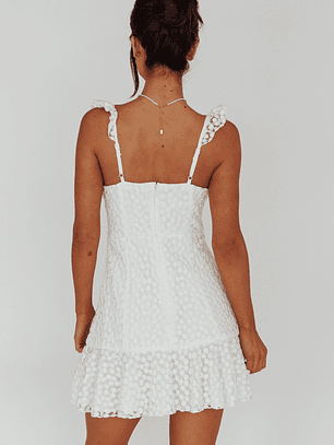 Shenay Ruffle Strap Embroidered Mini Dress White