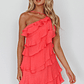 Arrabel Tiered Ruffle Mini Dress Watermelon - thumbnail 5