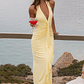 Ray Of Light Ruched Halterneck Maxi Dress Lemon - thumbnail 1